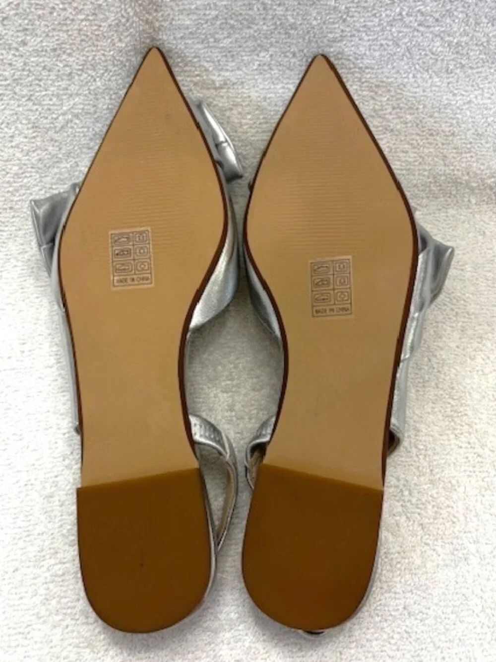 Yosi Samra matte silver metallic leather Violet Half d'Orsay Slingback Flats